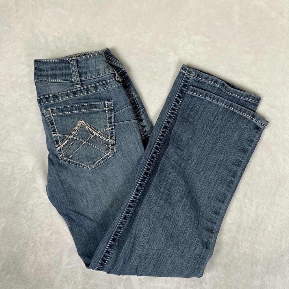Ariat REAL Bootcut Jeans Womens 28S Blue Medium Wash Embroidered Denim